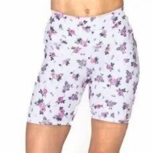 Spiritual Gangster Intent Floral Yoga Shorts - In White With Pink Flowers